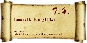 Tomcsik Hargitta névjegykártya